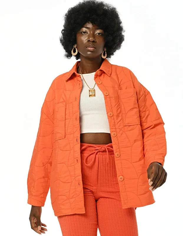 Cavene Oversized Orange Quilted Shirt